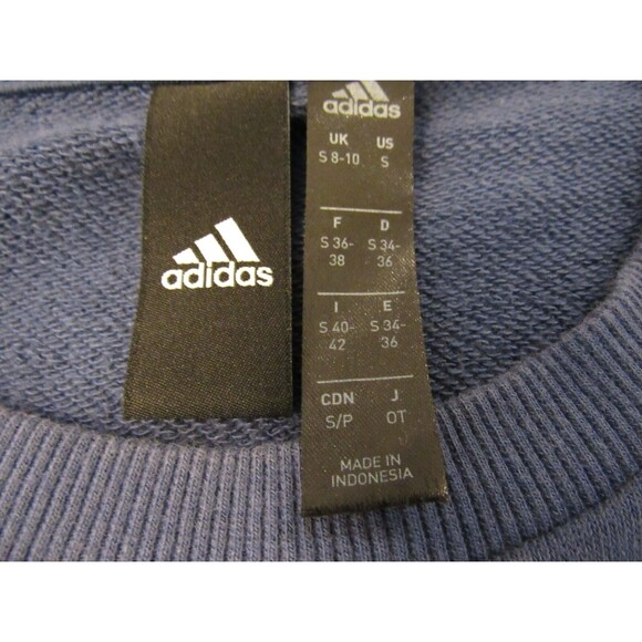Adidas Changeover Tape Logo Crew Neck Cropped Sweatshirt Women's Small Blue 2019 - Picture 12 of 14